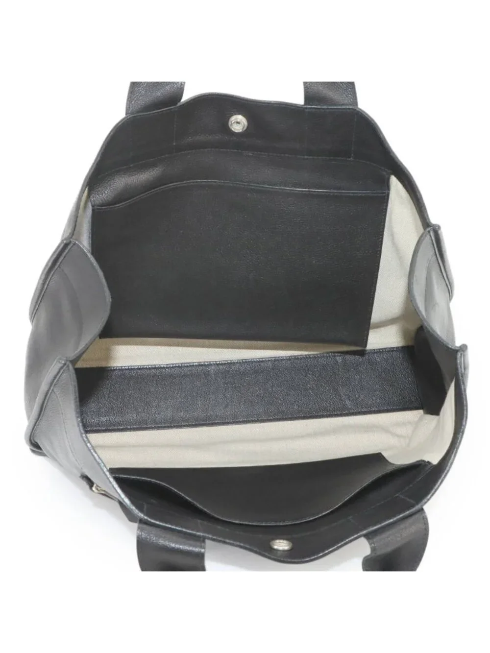 Hermes Sac Berlant Business Hand Bag Ever Gray Black Silver